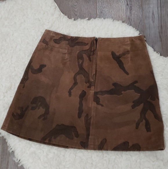 Blue asphalt genuine 100% leather suede skirt - Picture 2 of 7